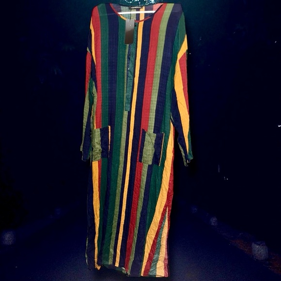 INCERUN Kaftan NWT Multi Color Vertical Striped Size Men's 3XL - Picture 7 of 10